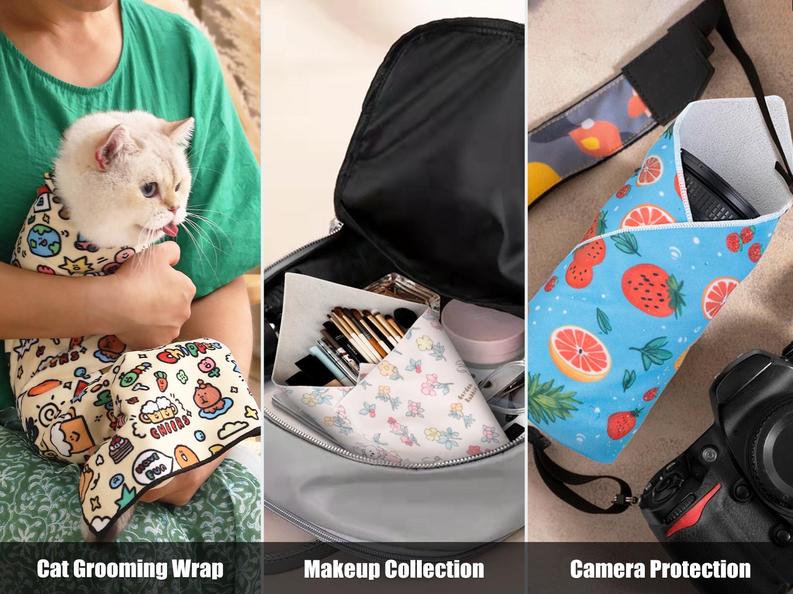 Walking Way Self-Adhesive Magic Cloth - 5-in-1 Reusable Protective Wrap for Makeup Pouch Camera Lens Cover Tech Organizer Travel Essential & Daily Storage Washable & Scratch-Resistant