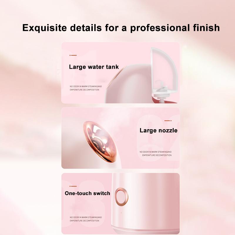 New Facial Steamer,  Home Sauna Spa Sprayer Moisturizing Cleansing Pores, Nano Ionic Hot Mist Facial Humidifier Atomizer,(Pink-Gold)