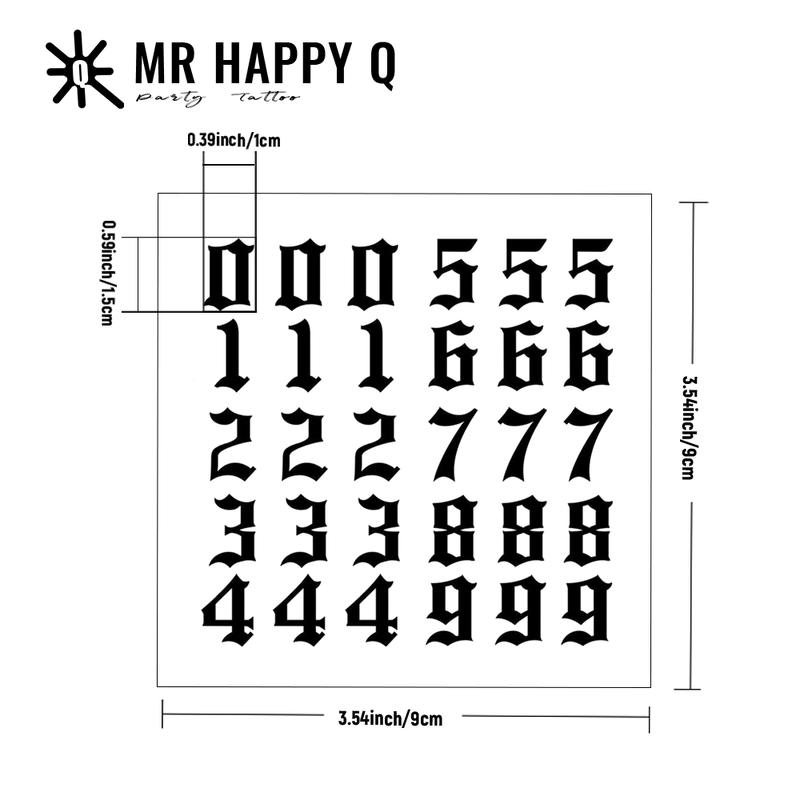 Temporary Tattoo Sticker Waterproof Arabic Numbers Lucky Number Pattern Gothic Style Unisex Hand Finger Tattoos Fashion Art Font High Quality Printing