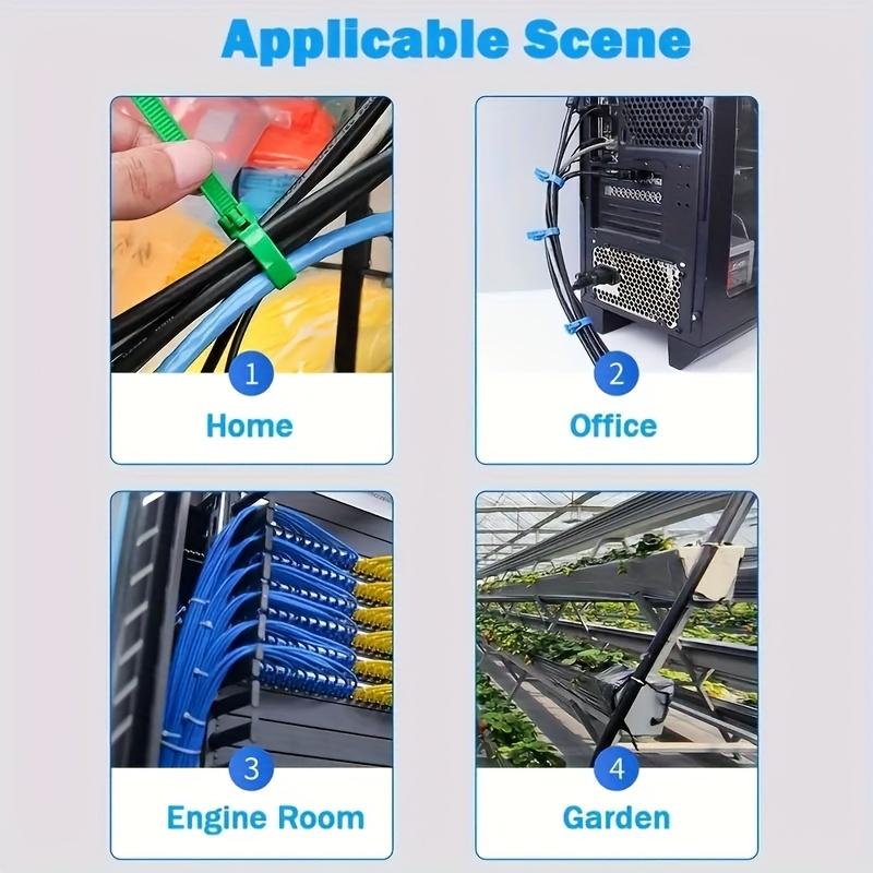 100 Pcs Reusable Nylon Cable Ties, Self-Locking Plastic Wire Straps, Mixed Colors, Durable & Flexible Design, Indoor Outdoor Use, Multipurpose