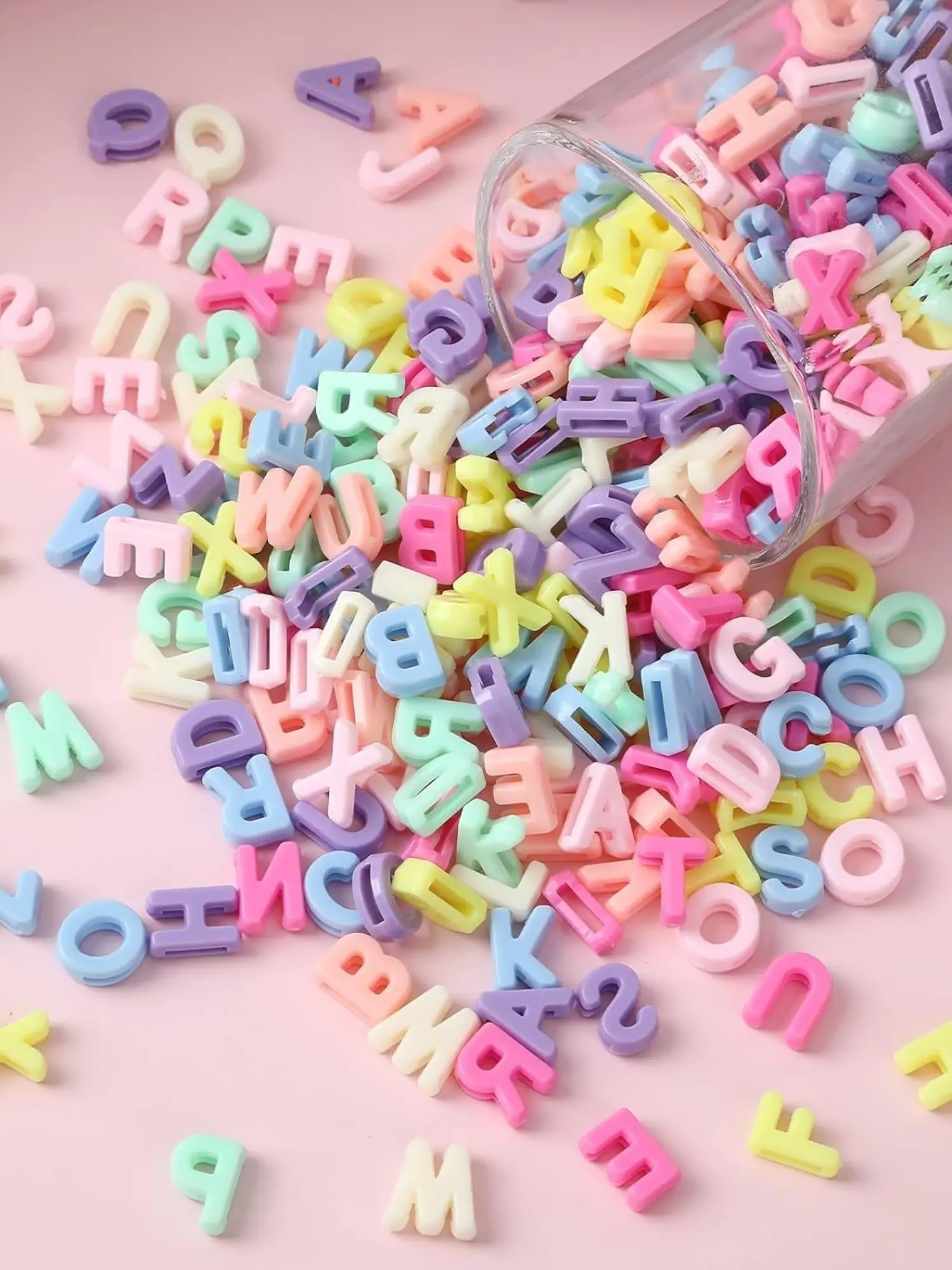 100pcs 9*12mm Random Letters Beads Acrylic UV / Solid Letter Beads,  Large Hole Alphabet Charms, DIY Phone Chain Jewelry Making Supplies,