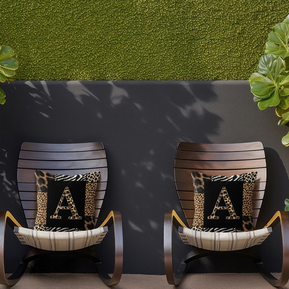 Boho Animal Print Letter Decorative Throw Pillow, Personalized Home Decor, All Season Use for Sofa Bay Window Cafe, With Pillow Insert, Ideal Housewarming Christmas Birthday Gift