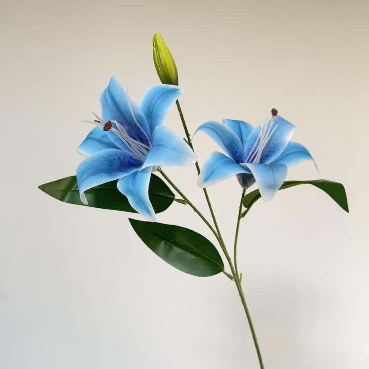 Realistic 3-Head Lily Artificial Flower, Home Decoration Fake Flowers, Photography Props, Universal Setting, No Ca Prop 65