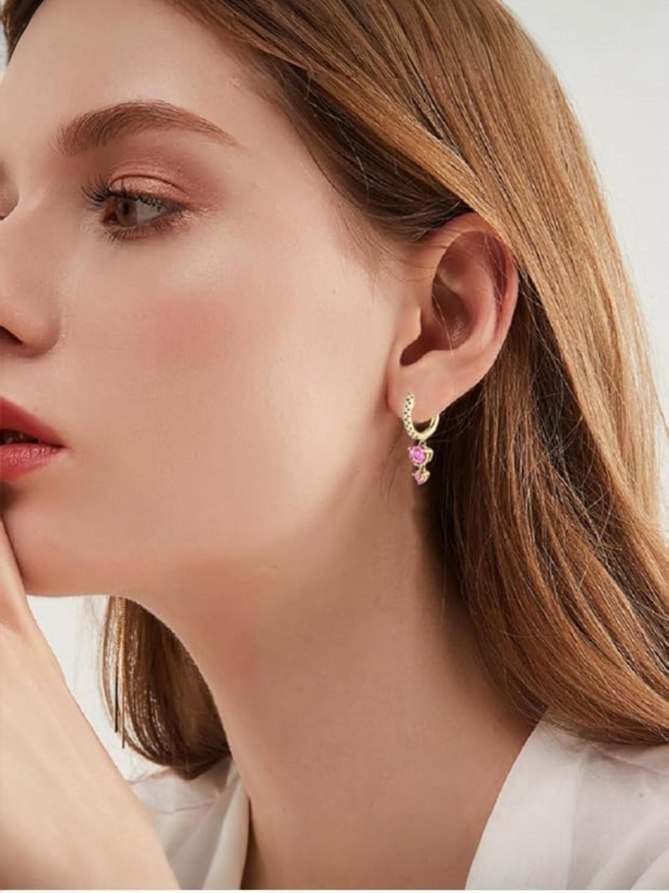 3-Piece Asymmetrical,  Gold Hoop Earrings Gold Plated Huggie Hoop Earring Stack For Women, Dangle Earrings Hypoallergenic Dainty Drop Gold Earrings Hoops for Women Girls Jewelry Gift