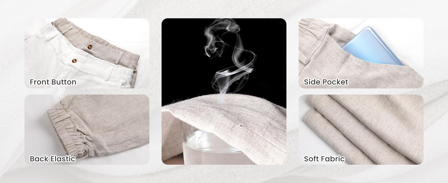 Naeduo Women's Cotton Linen Pants | Summer 2026 Trendy High Waisted Wide Leg Trousers SpringStatements Casual Button Front Comfy Breathable Fit | Y2K Aesthetic & Eco-Friendly Loungewear SpringStatements