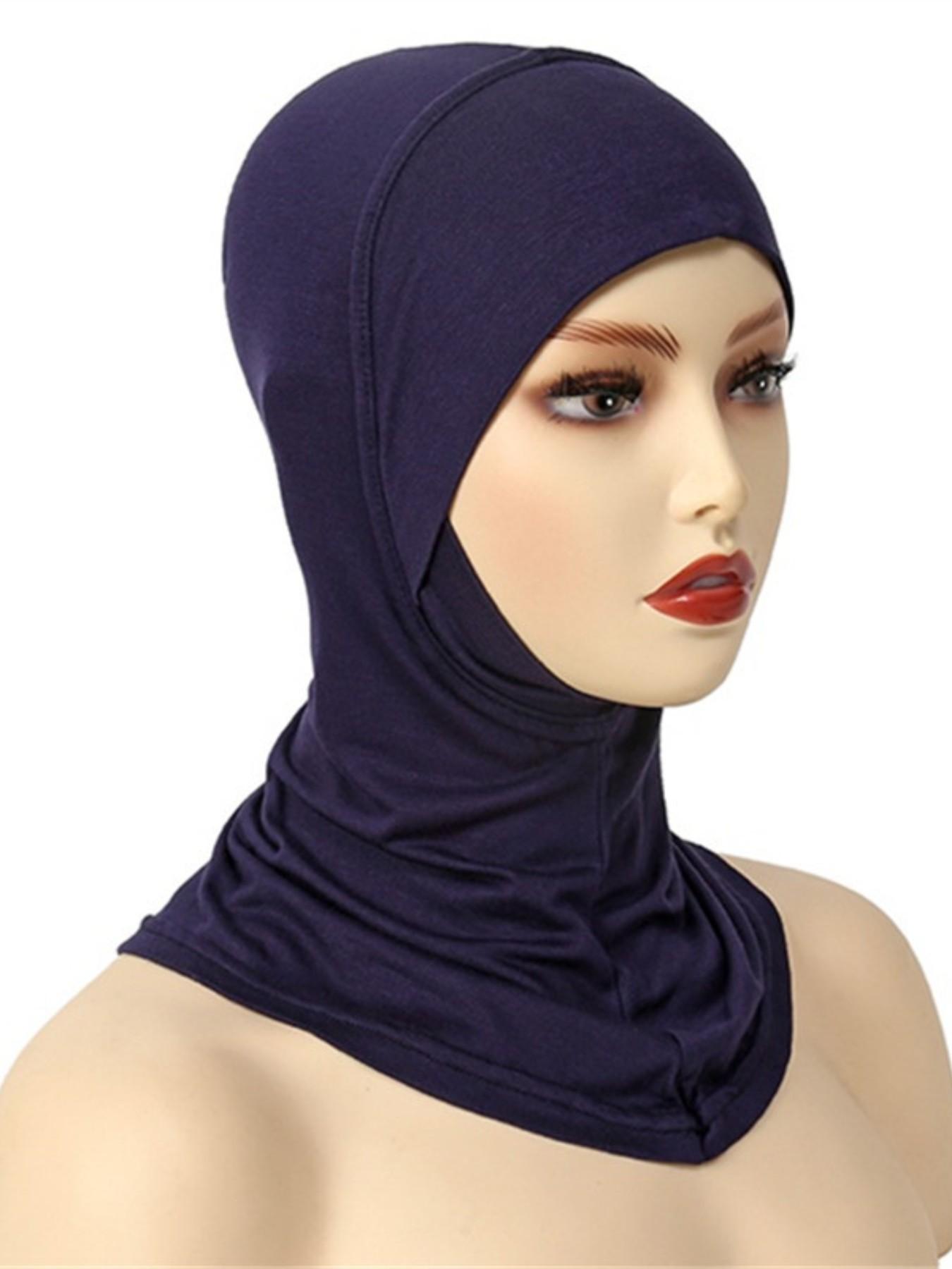 1pc Women's Inner Cap Underscarf Hijab Cap Turban Hat, Fashionable Solid Color Chin Elastic Head Cap & Neck Scarf for Comfort