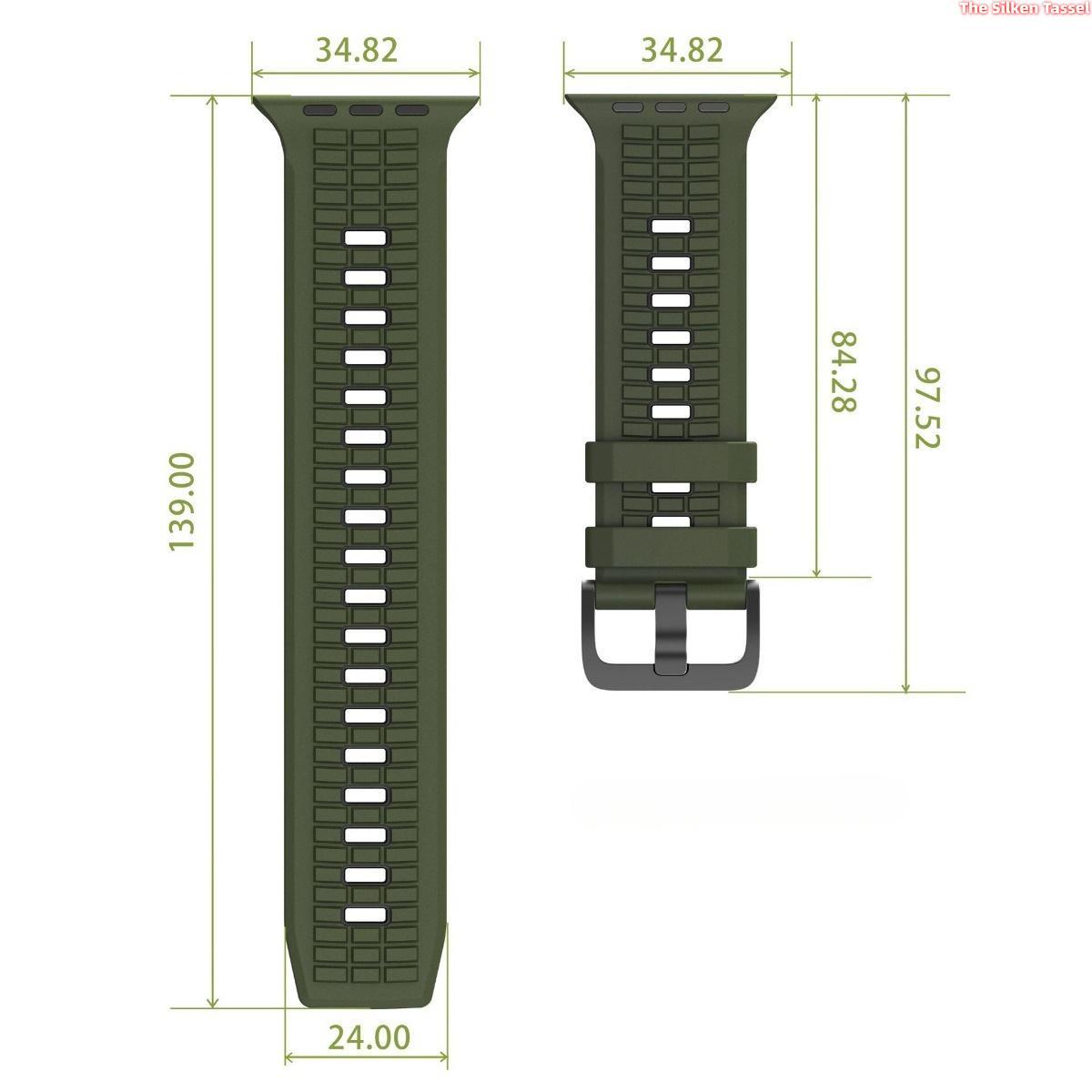 Men’s 2-Tone Grenade Pattern Sports Silicone Smartwatch Band - Dual-Color Rugged Groove Replacement Strap (42/44/45/46/49mm Large Case, Watch Not Included) | Aesthetic Wearable Sports Men's Accessories, Smartwatch Accessories