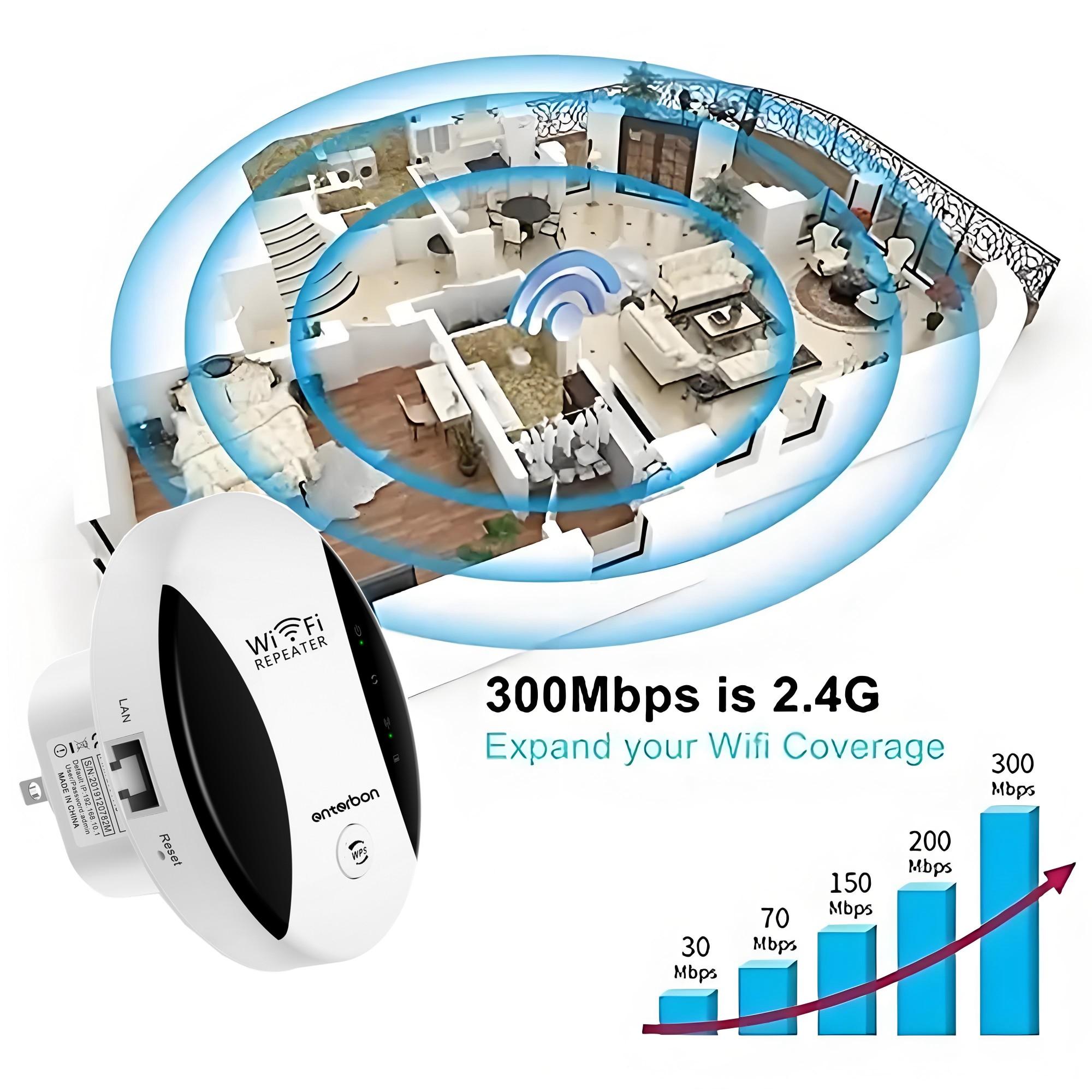 WiFi Extender Signal Booster, Covers 2640sq.ft, Supports 25 Devices, Long Range Amplifier, Ethernet Port, 1-Tap Setup, Access Point