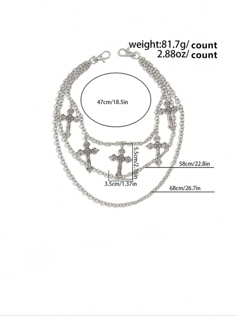 Men's Cross Layered Chain Belt, Adjustable Waist Chain, Punk Style Jeans Chain, Fashion Belt for Party, Daily Clothing Decor, Trendy All-match & Exquisite Belt for Birthday Gift