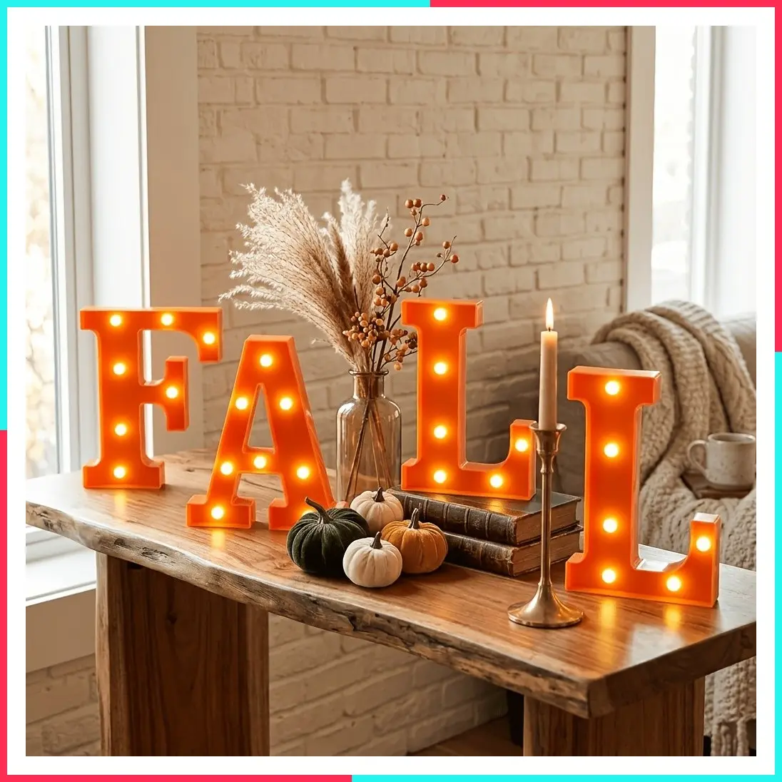 Halloween LED Light Board Table Centerpiece with Glow Letters for Indoor Fireplace Mantel, Themed Party, and Home Decor
