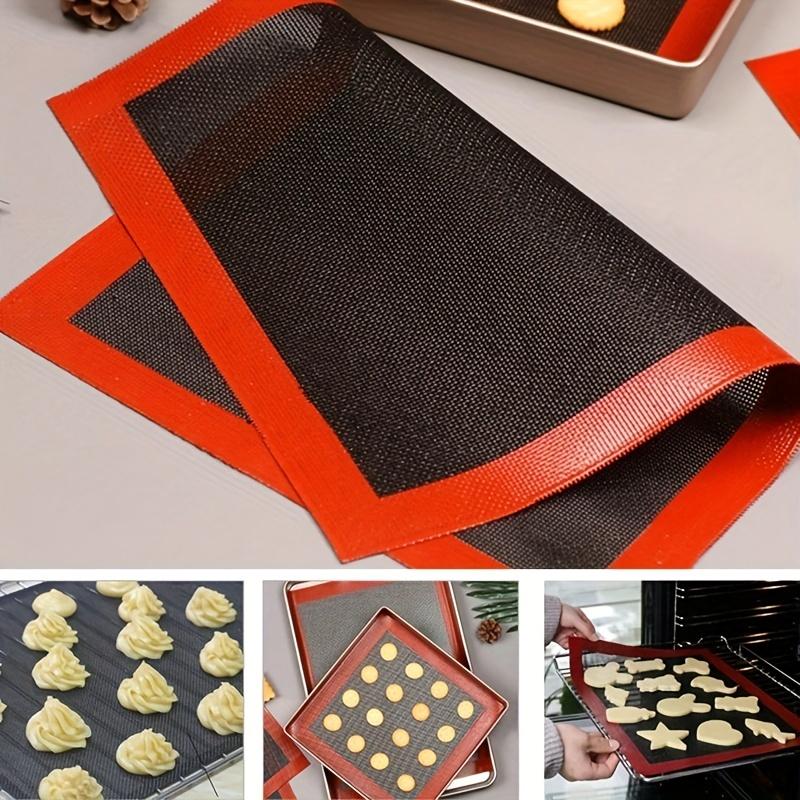 1-Piece Pack, Red & Black Silicone Baking Mat, Reusable Baking Sheet Liner, Grill Mat, Oven Non-Stick Pad, Cake Mold Liner, Suitable for Macarons & Cookies, Baking Tools, Kitchen Accessories, Home Kitchenware