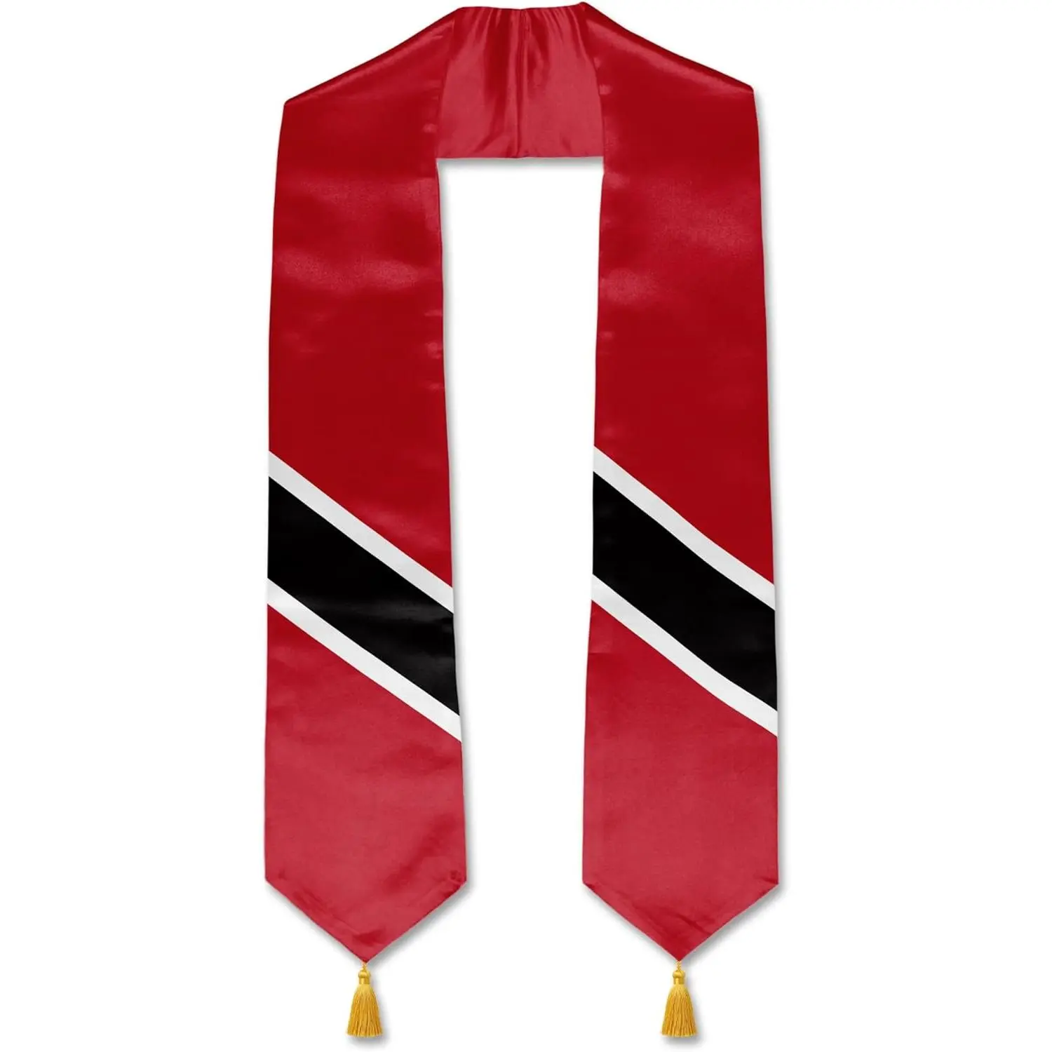 Graduation Stole with Country Flag Print, Unisex Formal Wear Honor Scarf for Graduation Day with Gold Tassel Ends, Metal Coating, Unisex Size