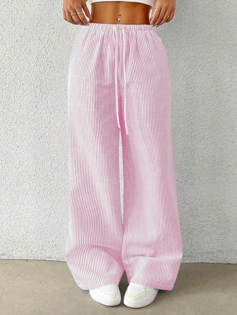 Women's Striped Print Loose Pants, Casual Comfy Wide Leg Trousers for Summer, Women's Bottoms for Daily Wear, Wideleg Womenswear, Lady