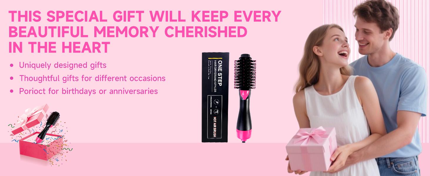 4-in-1 Hair Dryer Brush - Ionic Ceramic Titanium Brush Blow Dryer Hot Air Styler for Frizz-Free Blowouts, Salon Volumizer & Straightener with ALCI Safety Plug, 3 Heat Settings