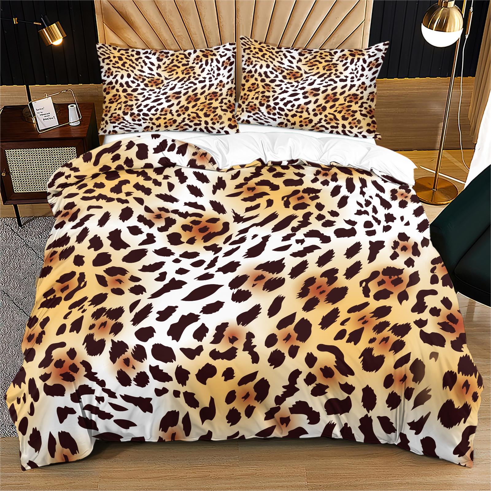 Classic Leopard Print Boho Chic Duvet Cover Set, 2/3 Pcs Light Luxury Vintage Bedding Set for Bedroom, Guest House, Hotel & Dorm, Perfect Housewarming/Birthday/Christmas Gift (No Comforter)