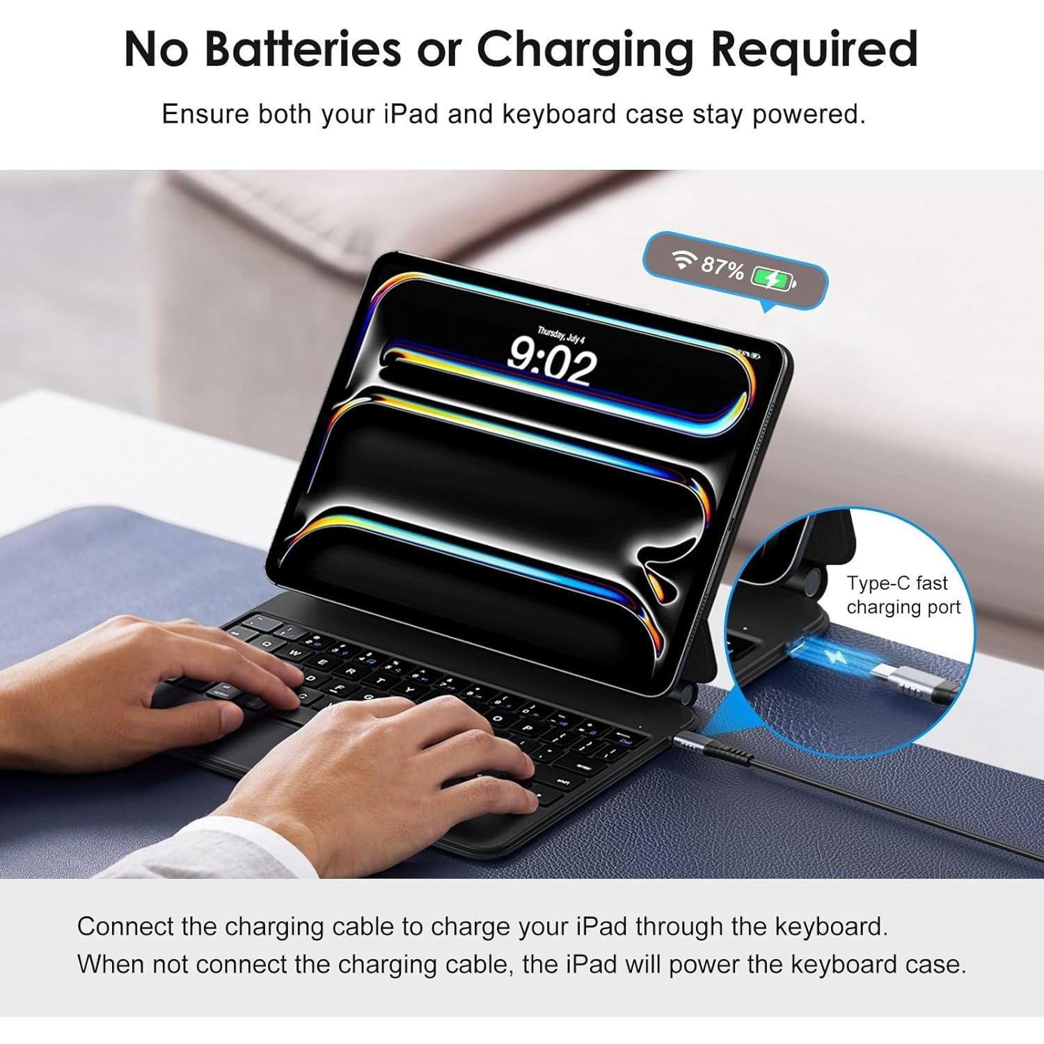 Keyboard Case for iPad Pro 11-inch (M4 2024 / M5 2025), Tablet Keyboard, Magic-Style Magnetic Case with Multi-Touch Trackpad, Floating Cantilever Stand Compatible with iPad Pro 11 inch