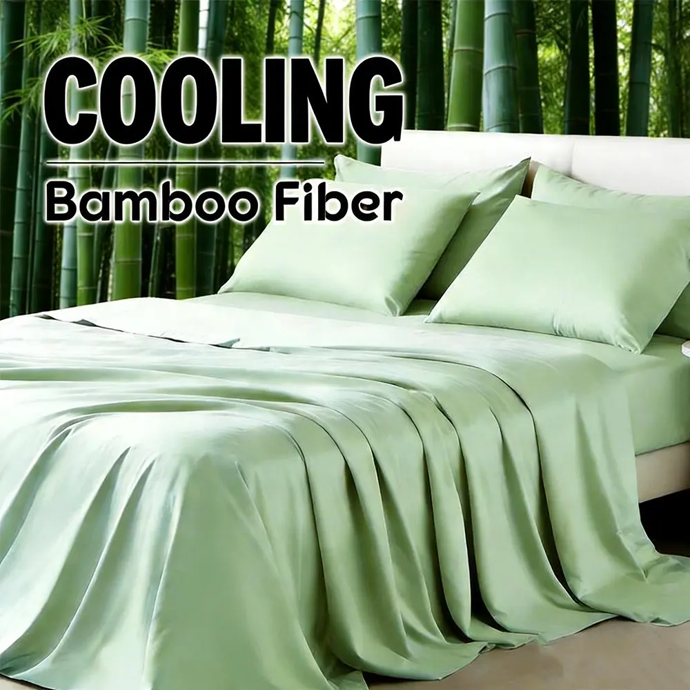 MUXHOMO 4/6pcs Luxury Cooling Sheets Bamboo Bed Sheets Set Queen King Twin Full-2000TC Ultra Soft Children Sheet & Pillowcase Sets - Deep Pockets up to 16''-Unmatched Comfort & Softhess Sleep Breathable Bamboo Sheets For Hot Sleepers Cooling Set
