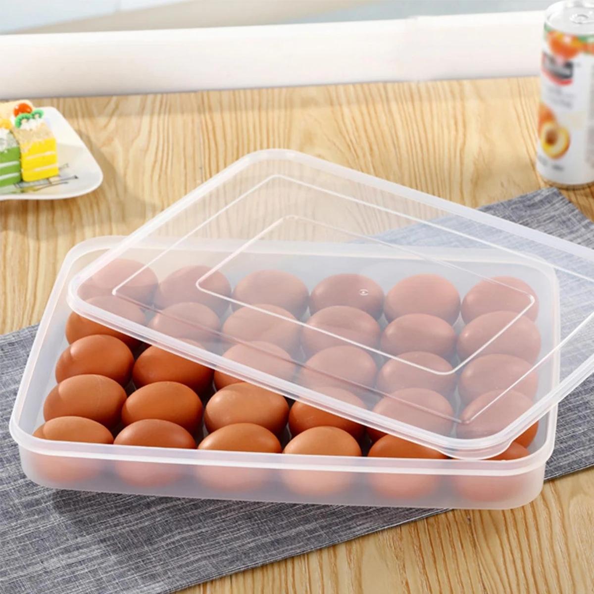 Simple Design Egg Box 30 Grid Refrigerator Storage Container, Plastic Food Preservation Egg Tray, Kitchen Organizer, Durable & Convenient