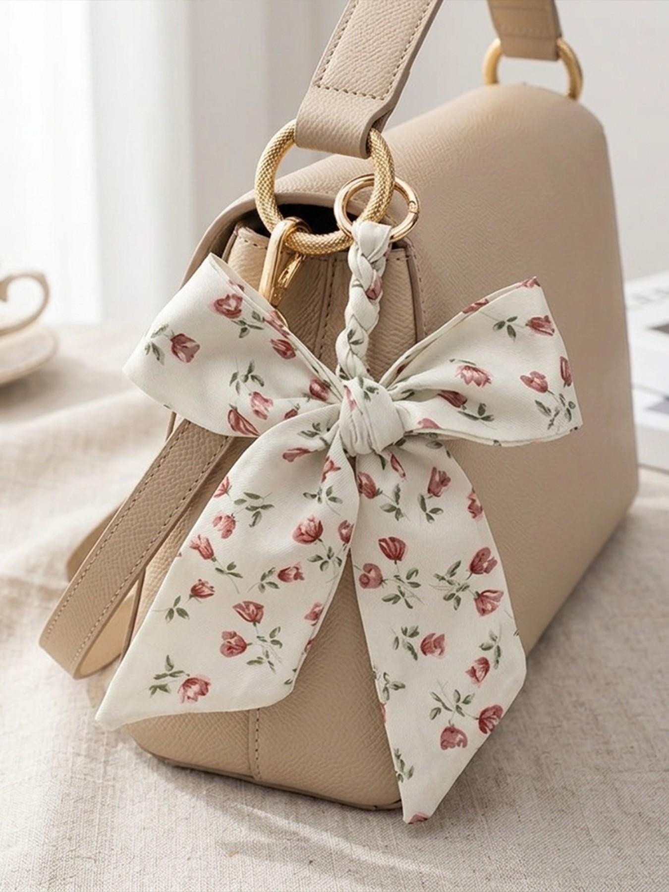 Elegant Braided Silk Scarf Bow Bag Charm, Luxury Handbag Pendant Accessory, Cute Aesthetic Bag Decor, Multi-use Keychain & Phone Charm, Perfect Birthday Christmas Mother's Day Gift for Women Girls, Trendy Bag Accessory for Tote Backpack Handbag