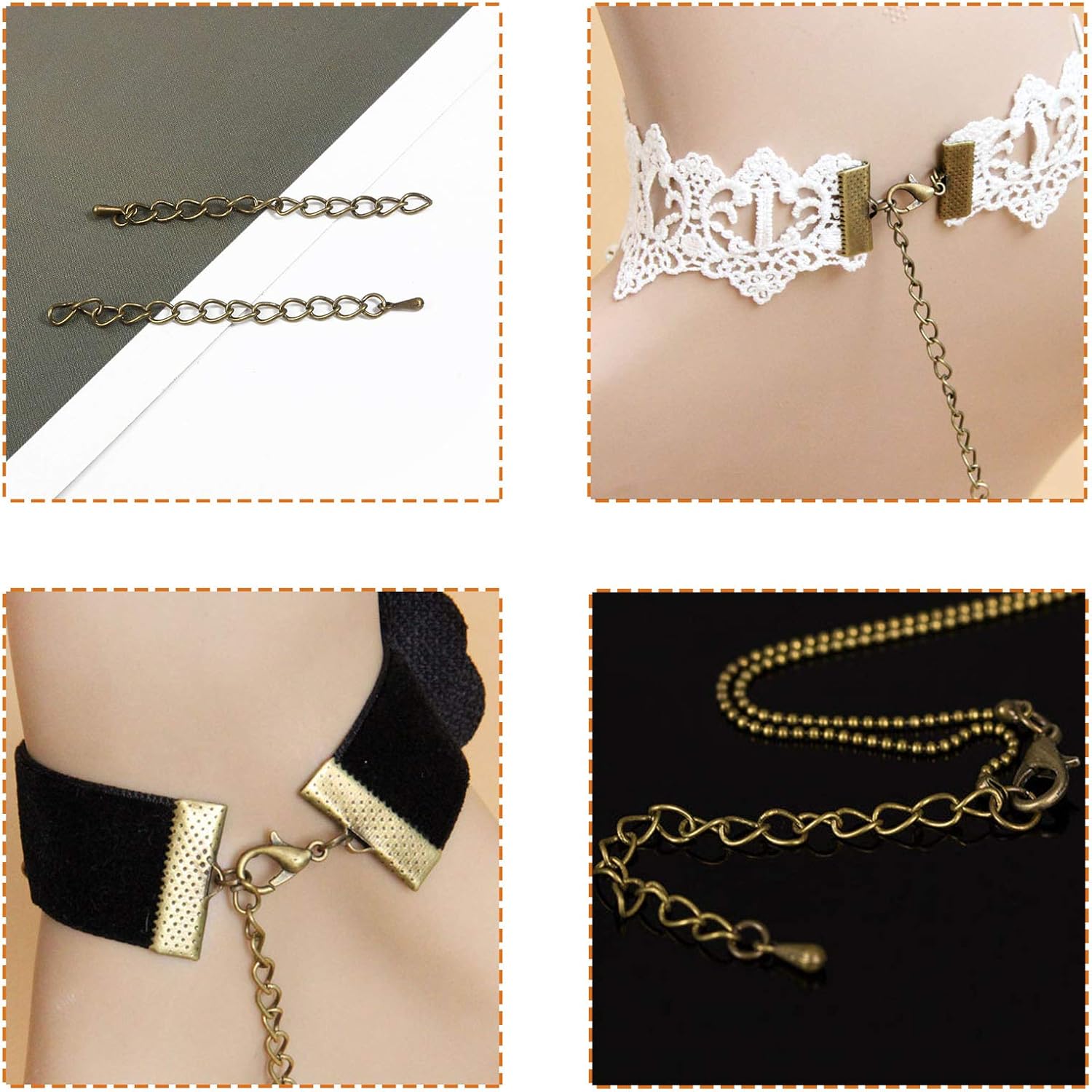 100 count Ancient Bronze Extender Chains Removable Extension Chain Tail Chain for DIY Making Necklace Bracelet Anklet Key Chain 100 count Ancient Bronze Extender Chains Removable Extension Chain Tail Chain for DIY Making Necklace Bracelet Anklet Key Chain