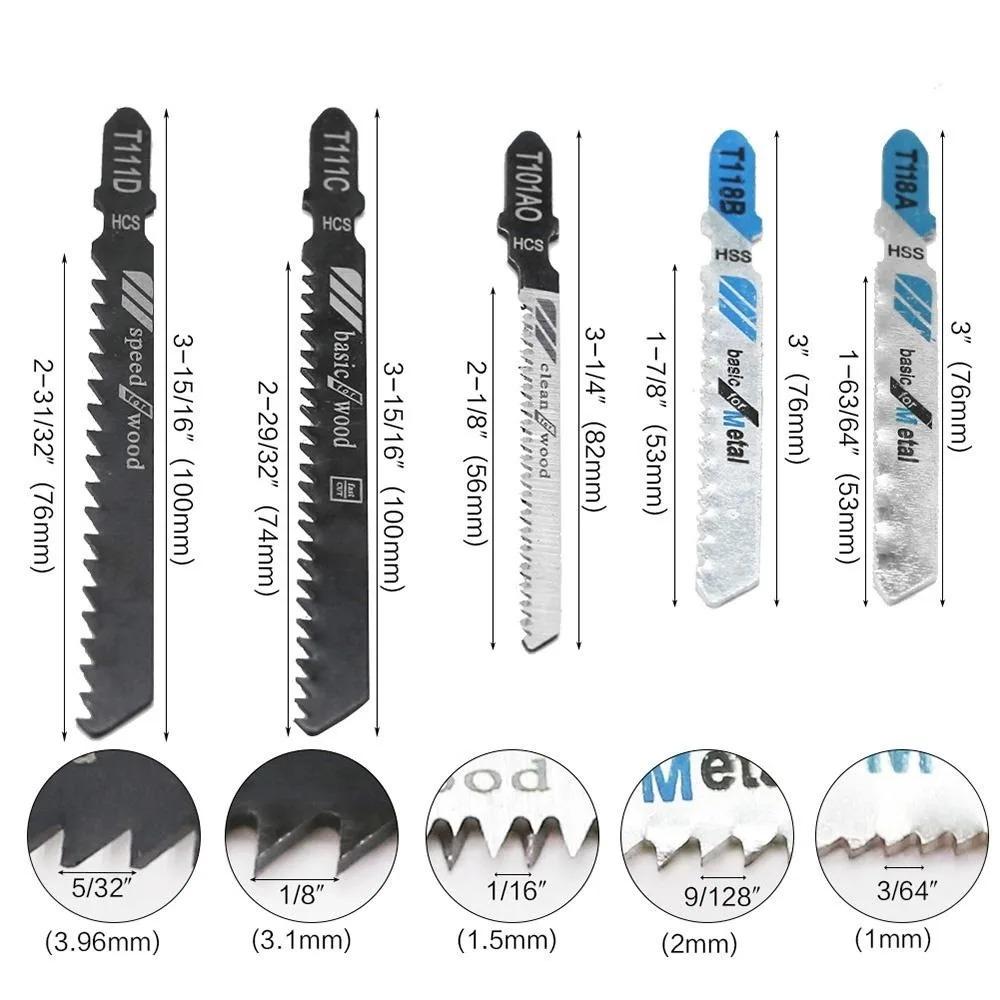 10PCS Jigsaw Blades Set, Metal Cutting Saber Saw Blades for Wood Plastic & Non-Ferrous Metals, Compatible with Reciprocating Saws, Cuts Hardwood Softwood Plywood PVC up to 100mm