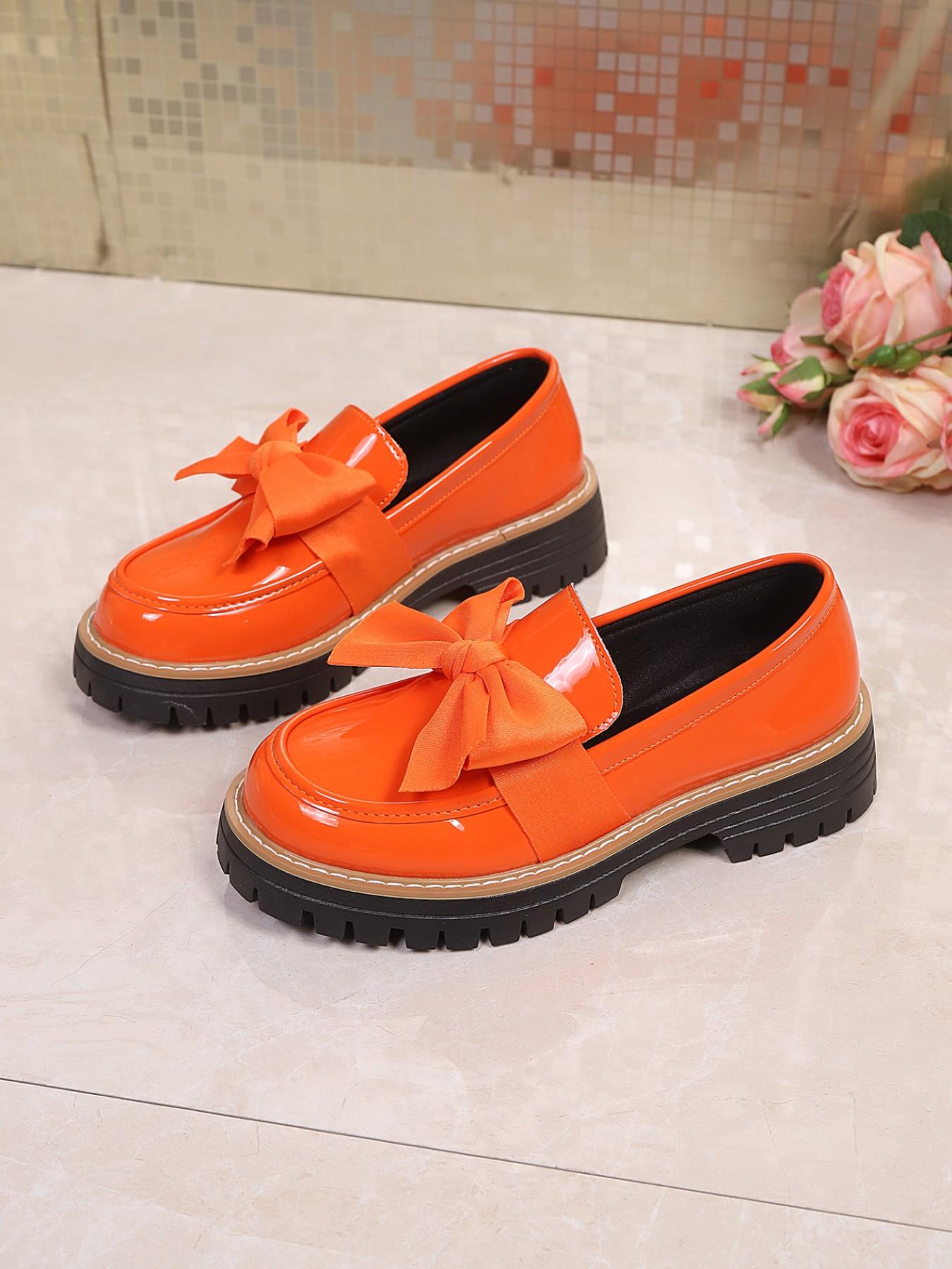 Women's New Fashion Low Heel Flat Shoes, Mary Jane Bow Leatherette Pumps, Comfortable Lightweight Mid-Heel Walking Shoes, Valentine's Gift