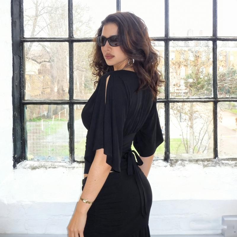 Women's Plain Split Short Sleeves Tie-back V Neck T-shirt Top, Solid Color Ruched Lace-up Slim Fit Crop Top, Party Club Date Holiday Music Festival Daily Casual Tshirts Tees Blouse Shirt Tops For Ladies All Seasons Summer Fashion Clothes Wear Basic