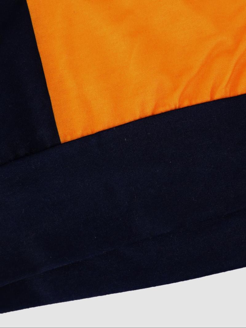 Women's Colorblock Letter Print Drop Shoulder Pullover, Fashion Casual V Neck Long Sleeve Sweatshirt for Daily Outdoor Wear, Women Fall & Winter Clothes