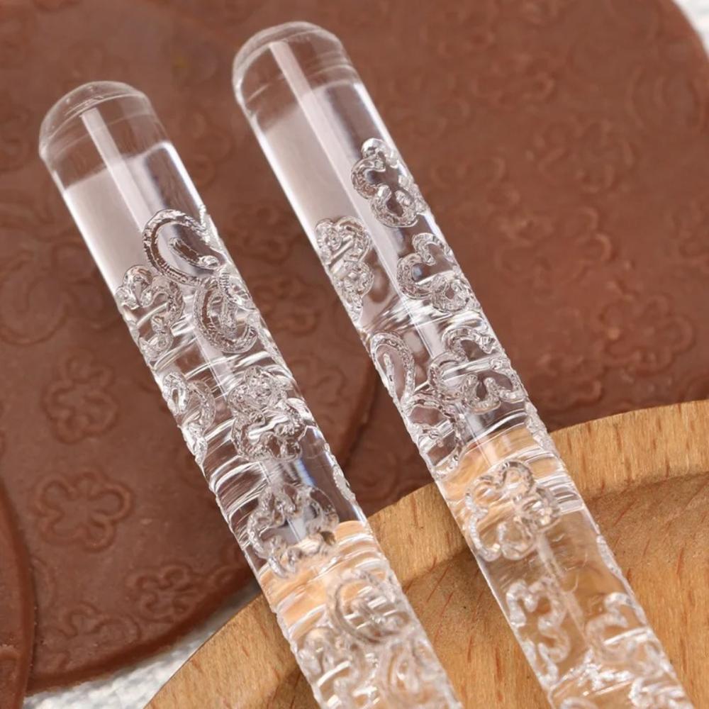 16x1cm Acrylic Pattern Rolling Pin, Transparent Plum Blossom Embossing Roller, Ideal for Fondant & DIY Craft Clay, Perfect for Creative Projects