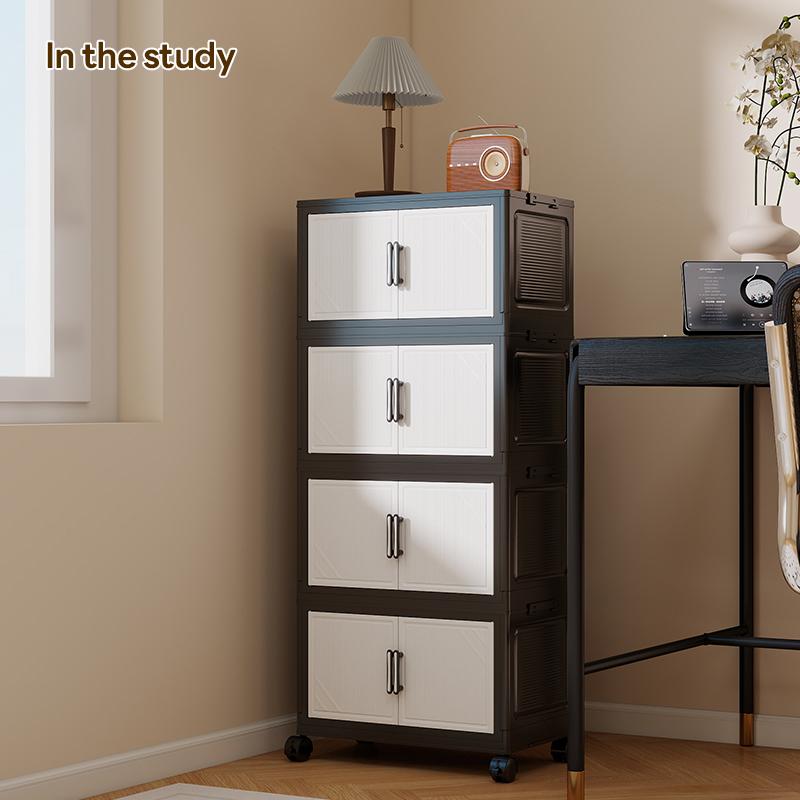 36cm*25cm/46cm*28cm 2-6 Layer Storage Cabinet, Plastic Home Organizer, Durable Living Room Shelf, Mobile with Wheels, Easy Assembly