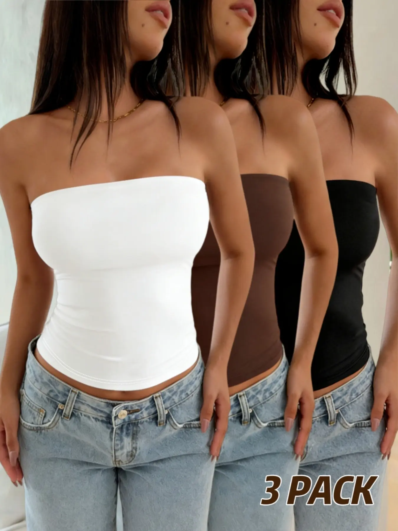 Women's Strapless Solid Color Top, Minimalist Design for Daily Wear, Multiple Colors Available, Casual Summer Fashion
