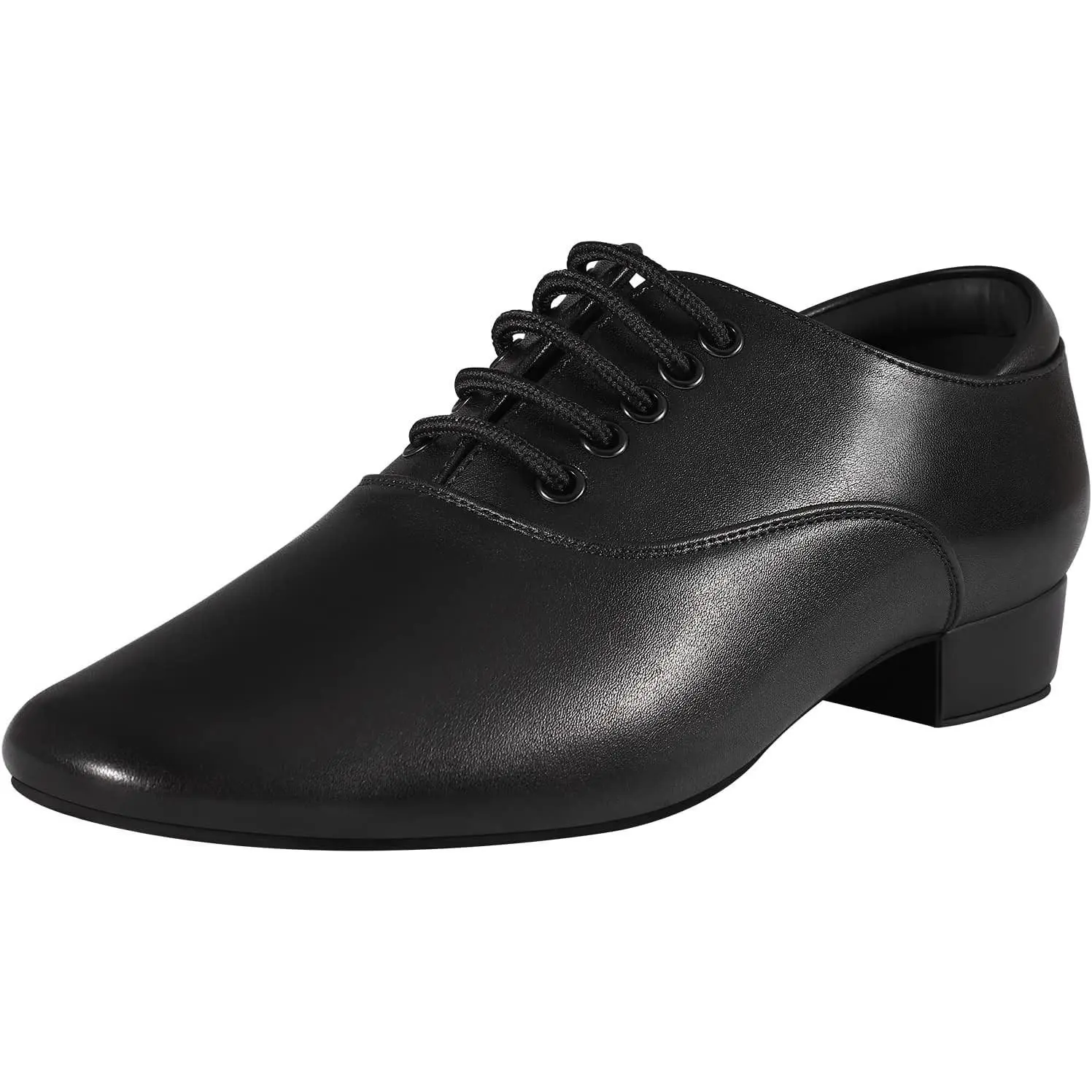 Men's Black Leather Ballroom Character Shoes for Salsa Latin Tango Dancing(Gift)