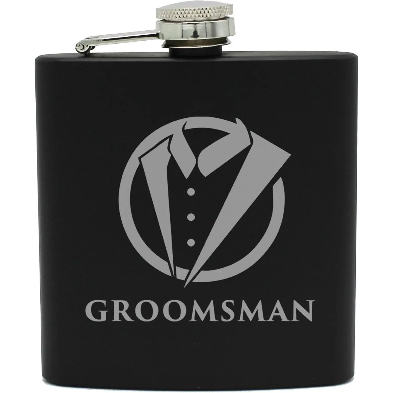 Tuxedo Pocket Hip 6 oz Black Flask for Groomsmen, Best Man, Groom (Groomsman)