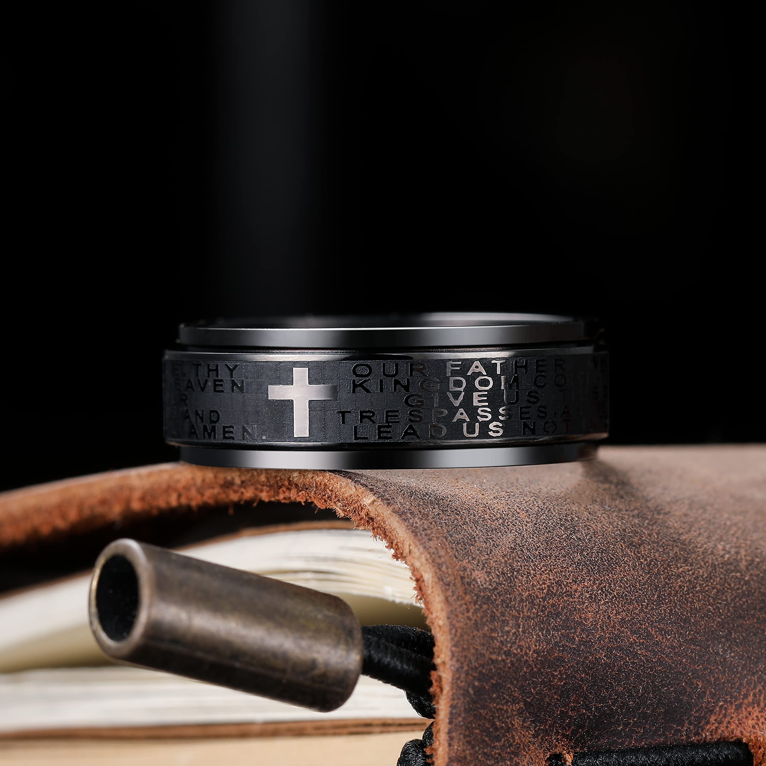 Stainless Steel Anxiety Rings For Men Women Christian Cross Religious Spinner Chain Rings Anti Stress Retro Amulet Jewelry