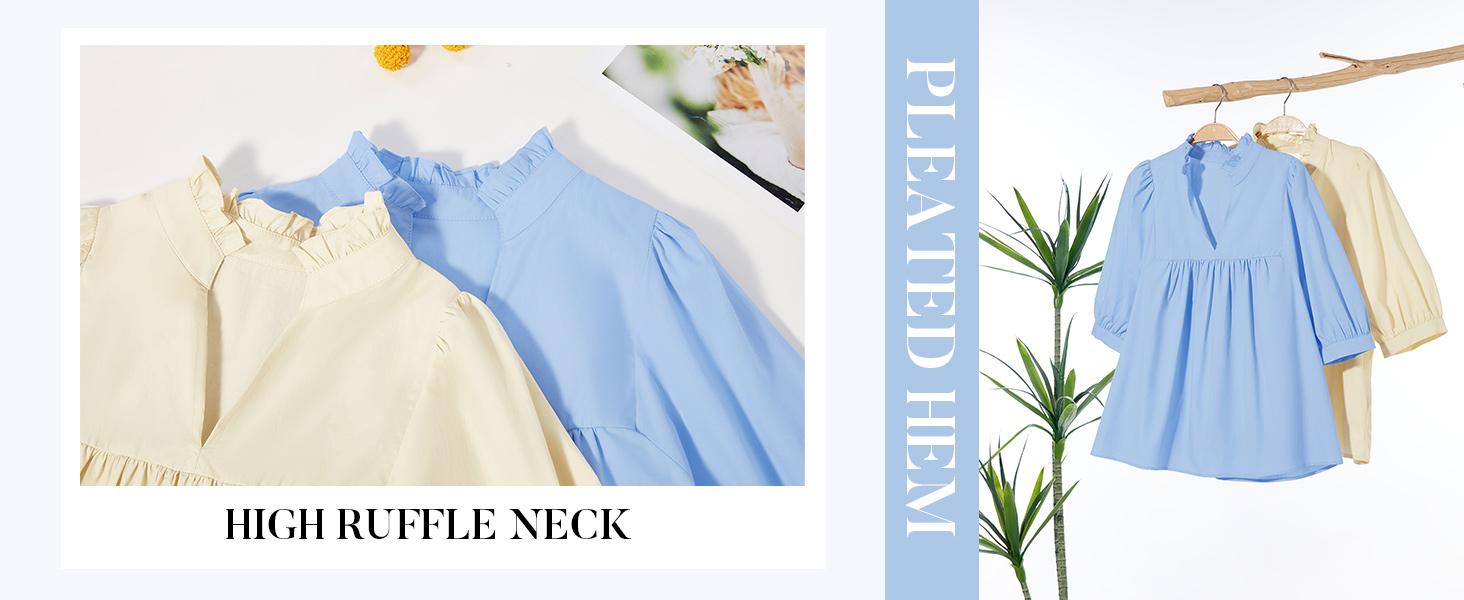 Cicy Bell Womens V Neck Puff Sleeve Blouse Babydoll Peplum Tops Dressy Casual Pleated Loose Fit Shirts Cicy Bell Womens V Neck Puff Sleeve Blouse Babydoll Peplum Tops Dressy Casual Pleated Loose Fit Shirts
