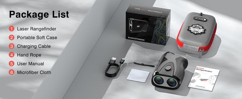 Golf Rangefinder Laser Range Finder with Slope, 1200Yards, 7X Magnification for Golf/Hunting with Flag Pole Lock Vibration, Magnet Stripe Rechargeable-7.99