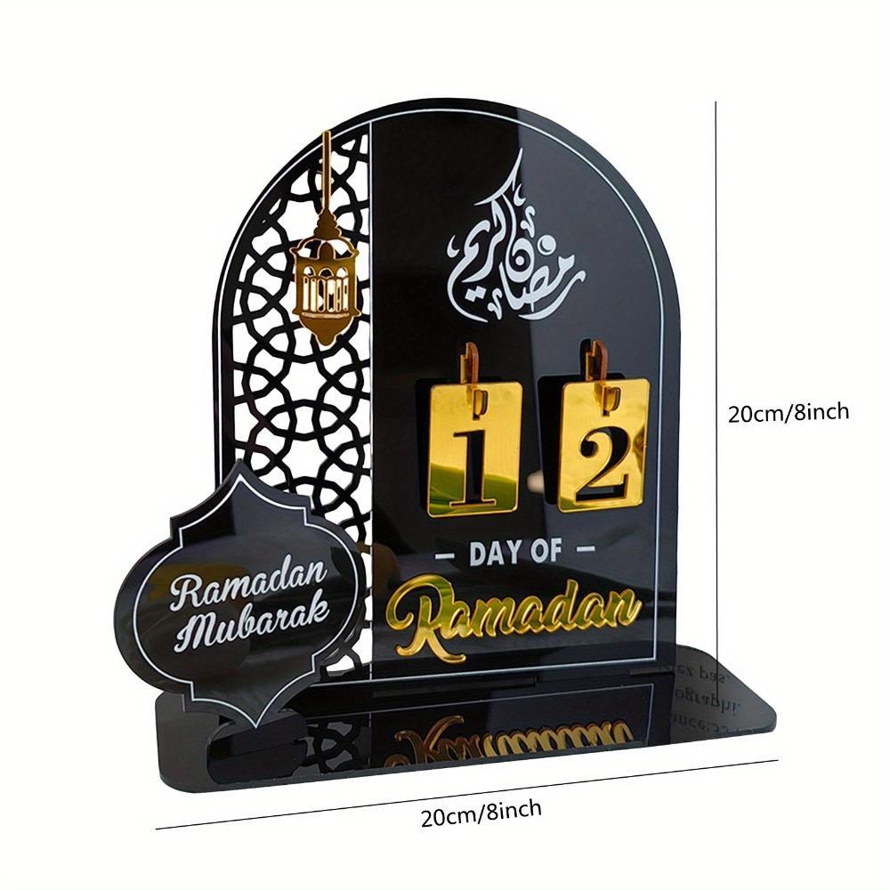 Ramadan Acrylic Countdown Calendar - Tabletop Eid Mubarak Advent Decor for Home & Indoor Ramadan/Eid Celebrations