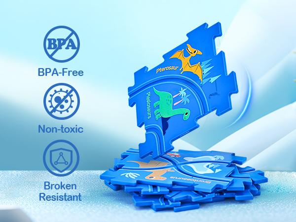 hahaland 12 PCS Racer Car Track Set, Dinosaur-Themed Puzzles, Educational Montessori Toys for Kids, Birthday Gifts, Boy Girl Toys