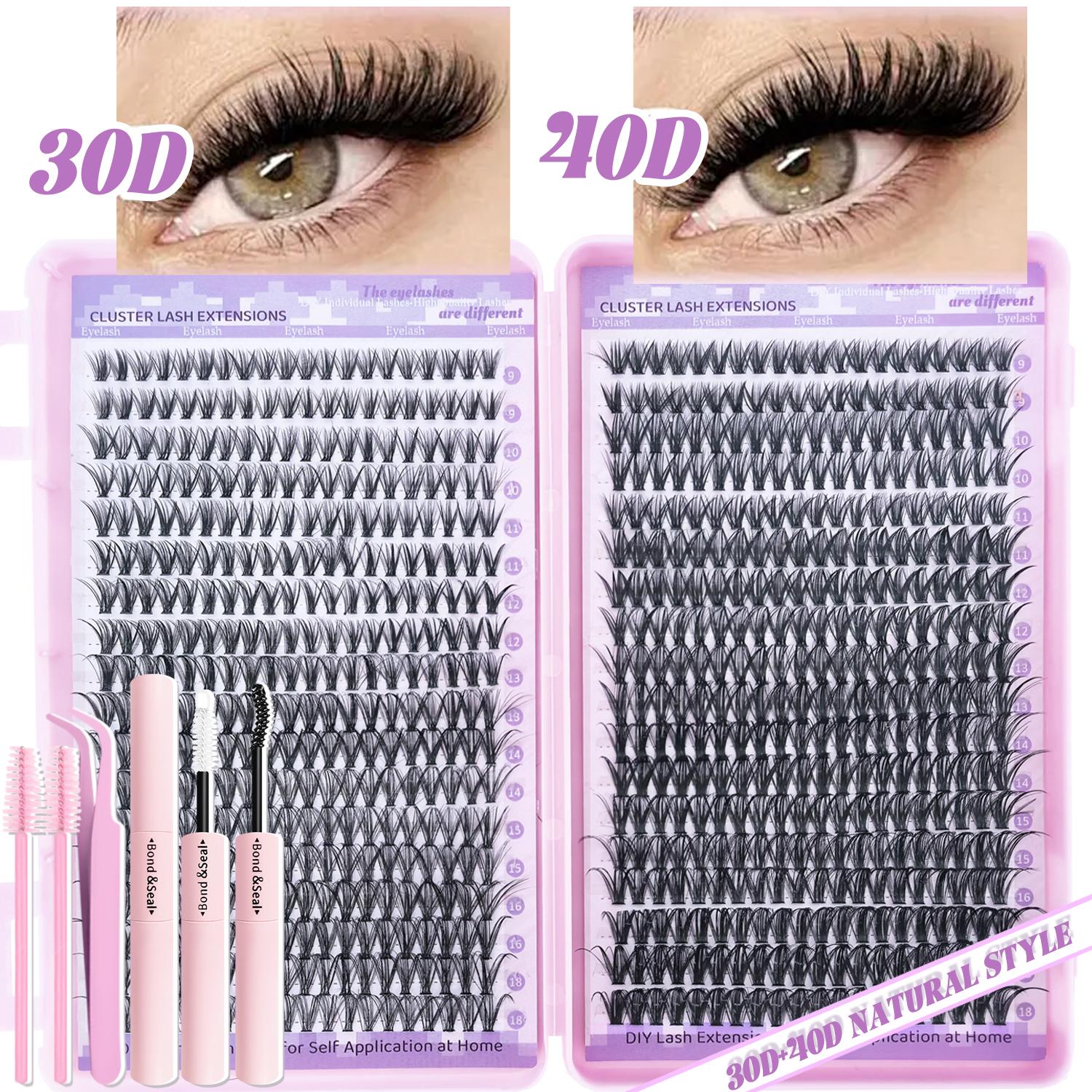 DIY Individual Lashes kit, Eyelash Extension kit, 30D40D, 60D80D, 9-18mm, Natural/Daily/Dense Look, Suitable for Diy At Home, D Curl Individual False Eyelash, Volume False Eyelashes, Eyelash Extensions Set, Wedding, Music Festiva