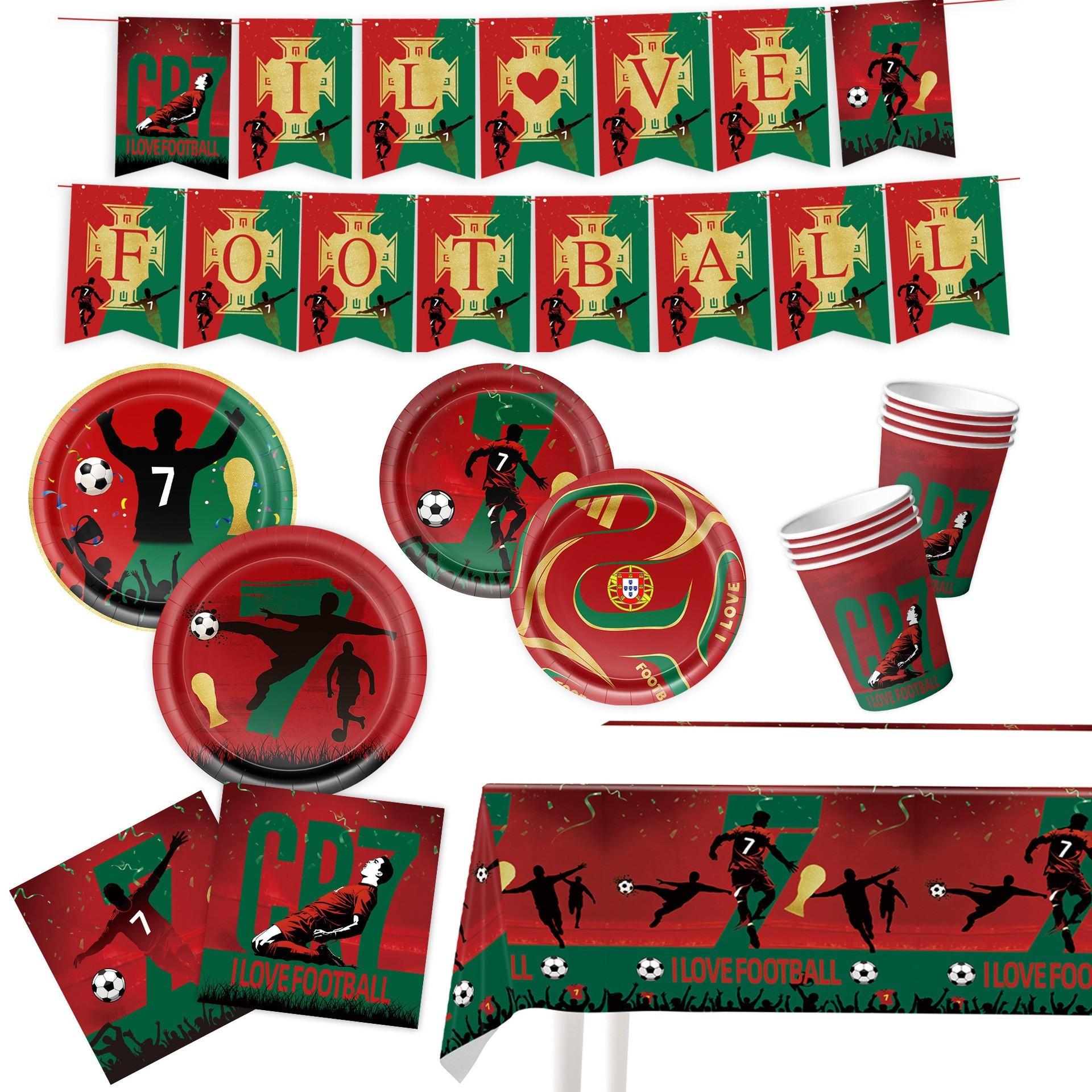 2026 Us Canada Mexico World Cup Ronaldo Theme Football Party Decorations, Disposable Paper Plates and Cups, Perfect for Sports Events
