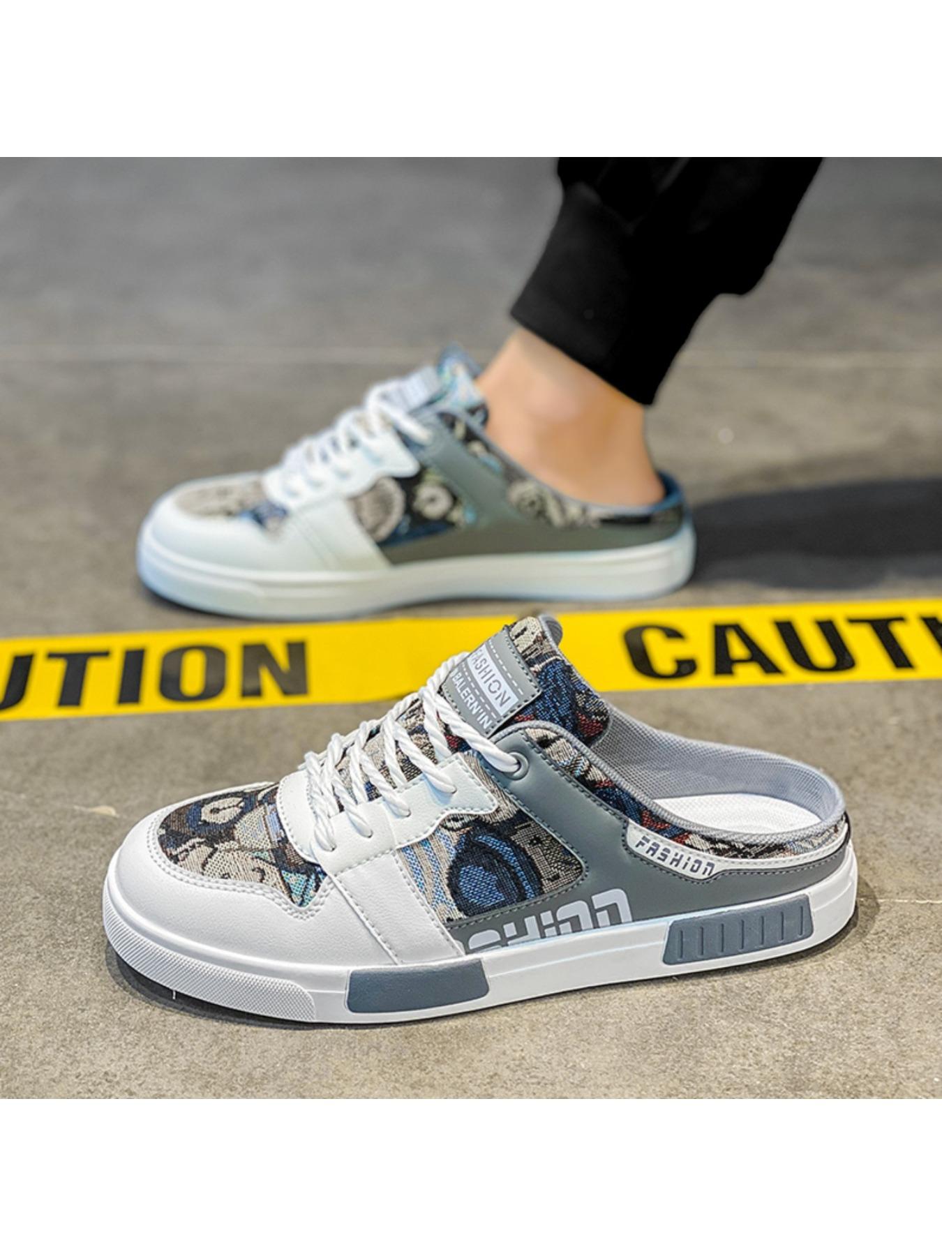 Summer Men's Half Slippers Fashion Large Size Non-Slip Breathable Casual Slippers, Stylish Comfortable Footwear for Daily Wear, Mesh Breathable Slides