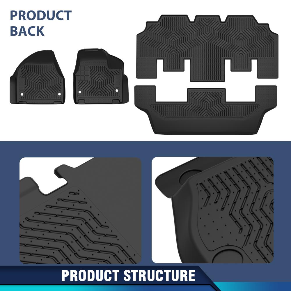 CROSSDESIGN 3PCS Floor Mats for PACIFICA 2017-2025 Plaid 3D Material Cargo Liners All-Weather Car Mats Anti-Slip Trunk Mat Accessories Custom Fit 7 and 8 passenger model CROSSDESIGN 3PCS Floor Mats for PACIFICA 2017-2025 Plaid 3D Material Cargo Liners All-Weather Car Mats Anti-Slip Trunk Mat Accessories Custom Fit 7 and 8 passenger model