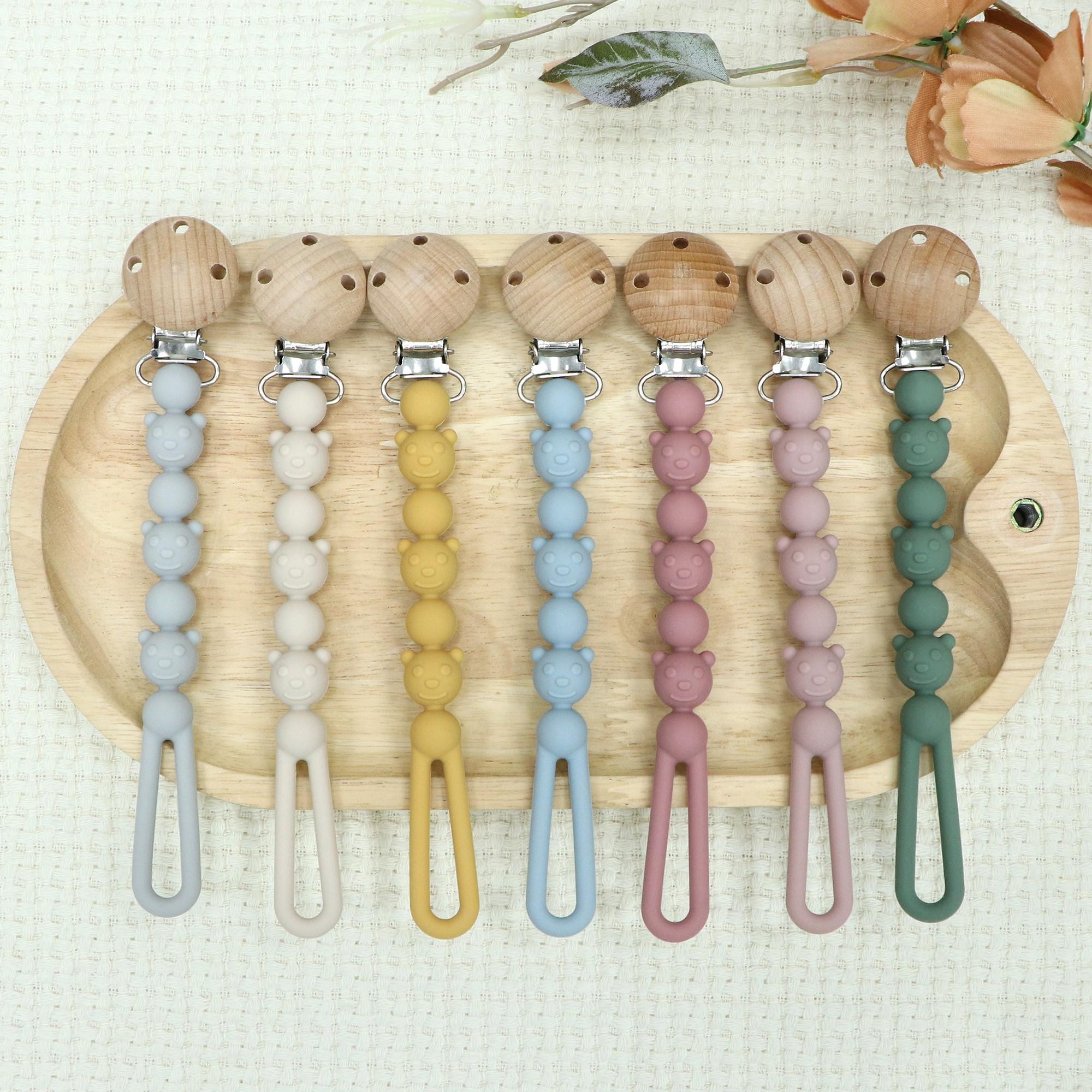 Unique Bear-Shaped Pacifier Chain, Anti-Drop Toy Holder, Flexible Pacifier Clip, Teething Toys Drop-Proof Chain
