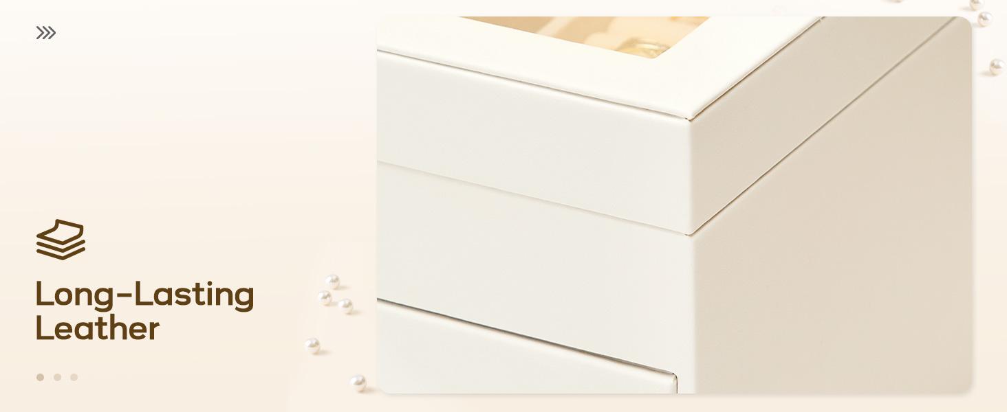 Jewelry Box with 1 Drawers: Display Organizer for Earrings Necklaces - Christmas Gifts for Girls Women (White)