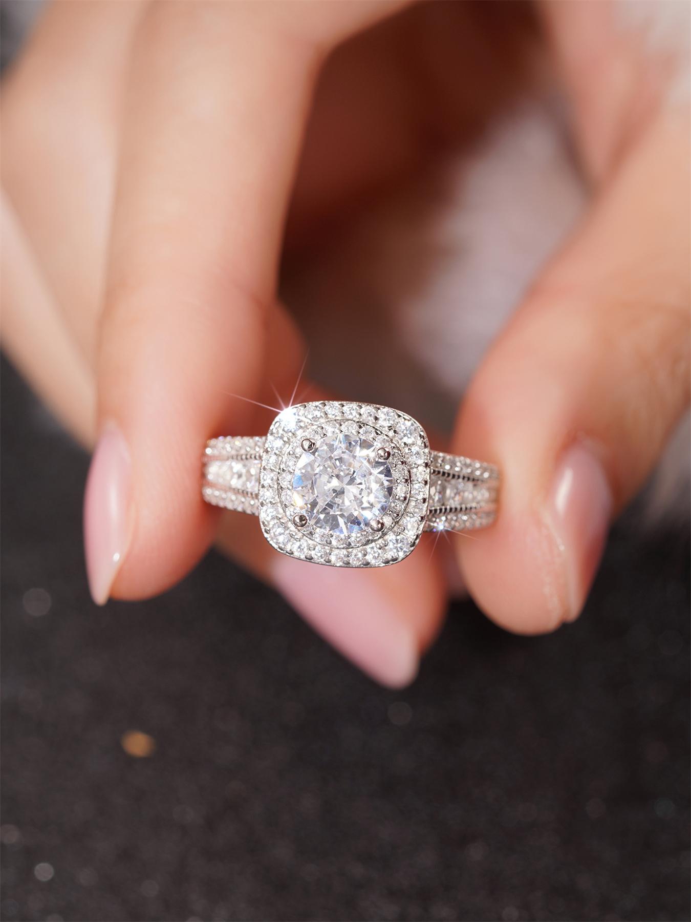 S925 Sterling Silver Fashion Elegant Artificial Diamond Ring, Luxury Jewelry for Women, Trendy All-match & Exquisite Jewelry for Birthday Gift, Artificial Zircon Rings