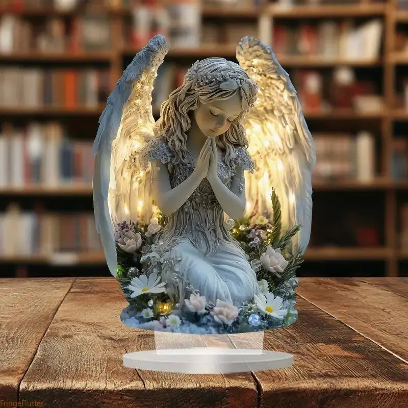 2026 New Arrival: Praying Angel (Acrylic). A radiant, serene, and heartwarming guardian angel figurine—ideal as a spiritual or religious decorative piece for the home or office, or as a commemorative gift.