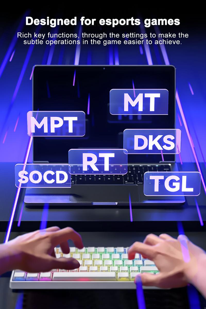 AULA Win60 HE wired game keyboard, 60% arrangement, 61-key portable mini layout, cool RGB lighting effect, sensitive magnetic axis, high-performance chip, compatible with Windows/AMC system, suitable for e-sports office, Gaming Keyboard, Backlit Keyboard