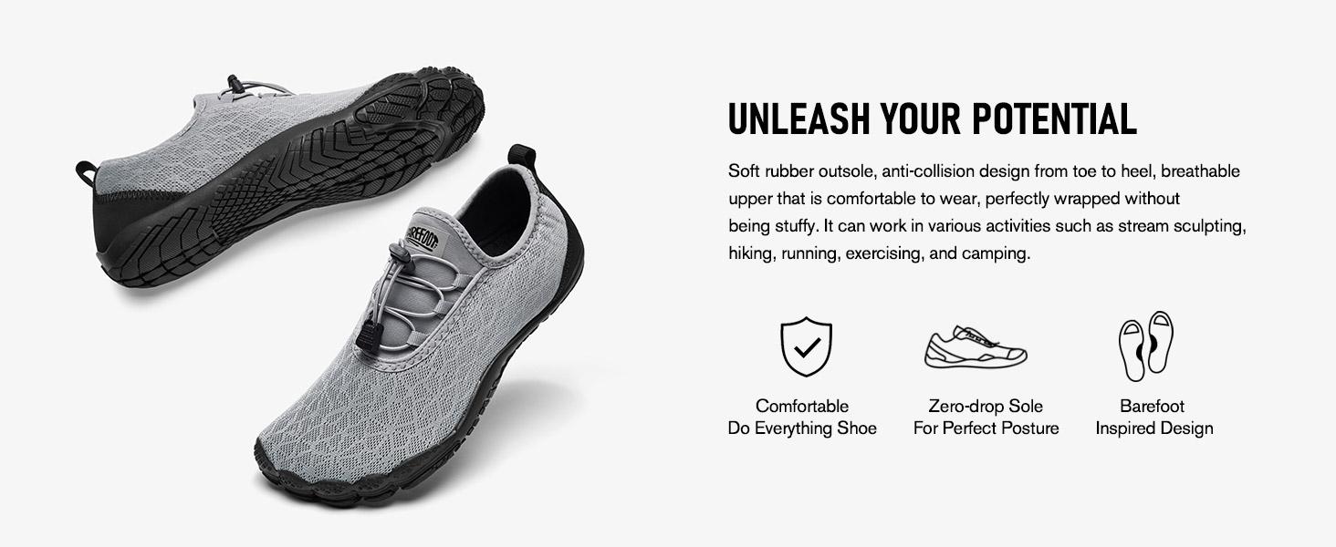 ALEADER Men's Non-slip Breathable Barefoot Shoes Casual Fashion Watershoes Suitable for Vacation Seaside River Trekking Shoes SpringStatements