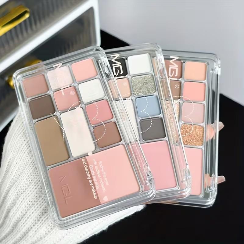 Mgl Bangran Qingxin Dong Twelve-Color Eyeshadow Palette, Multi-Color Series for Daily Light Makeup, Contouring, and Blush, Three-In-One