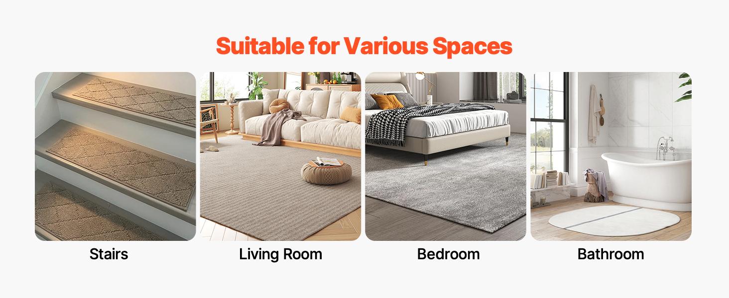 VEVOR Rug Gripper, 12 PCS, Strong Adhesive and Residue-Free, Double Sided Non-Slip Carpet Stickers for Area Rugs, Keep Corners from Curling and Bunching, for Holding Rugs in Place on Hardwood Floors